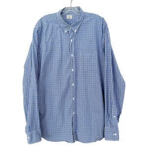 J. Crew Blue White Plaid Long Sleeve Button Down Sz XL